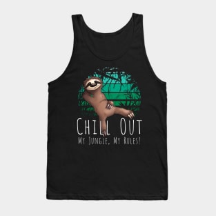 Chill Out My Jungle My Rules Sloth Retro Sunset Tank Top